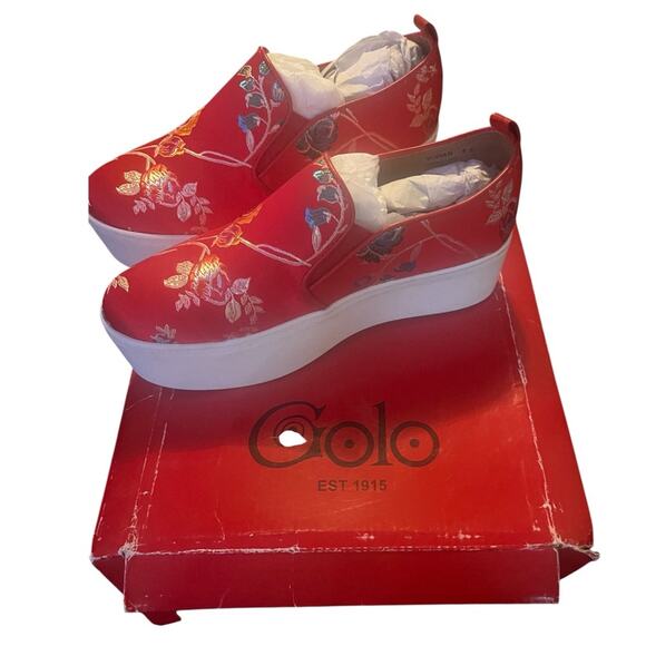 Floral Red Platform Sneakers